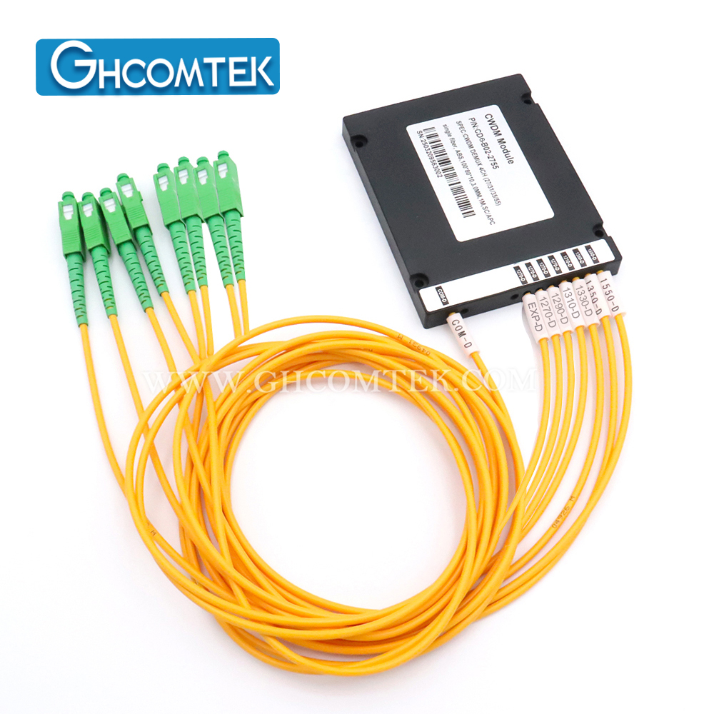 6-8CH Single Fiber CWDM MUX or DEMUX ABS Box Package 2.0mm Cable 1 Meter SC/APC or LC/UPC   HY-7-CWS...
