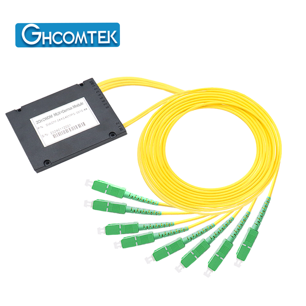 02-04CH Dual Fiber CWDM MUX+DEMUX ABS Box Package 2.0mm Cable 1 Meter SC/APC or LC/UPC  HY-7-CWDAxx