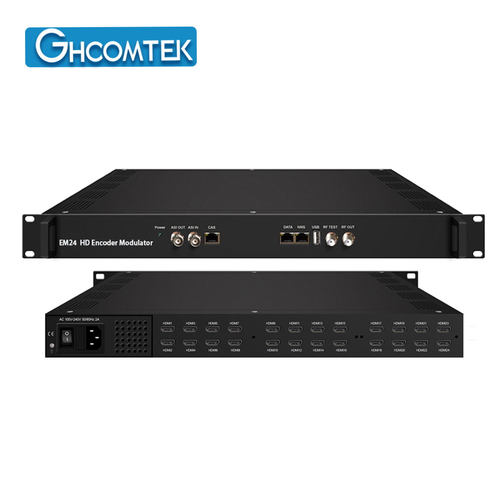 HD Encoder Modulator 8 Port HDMI + 16 DVB-S/S2 Input to 8 ATSC Carriers and IP Output  HY-21-EM24G