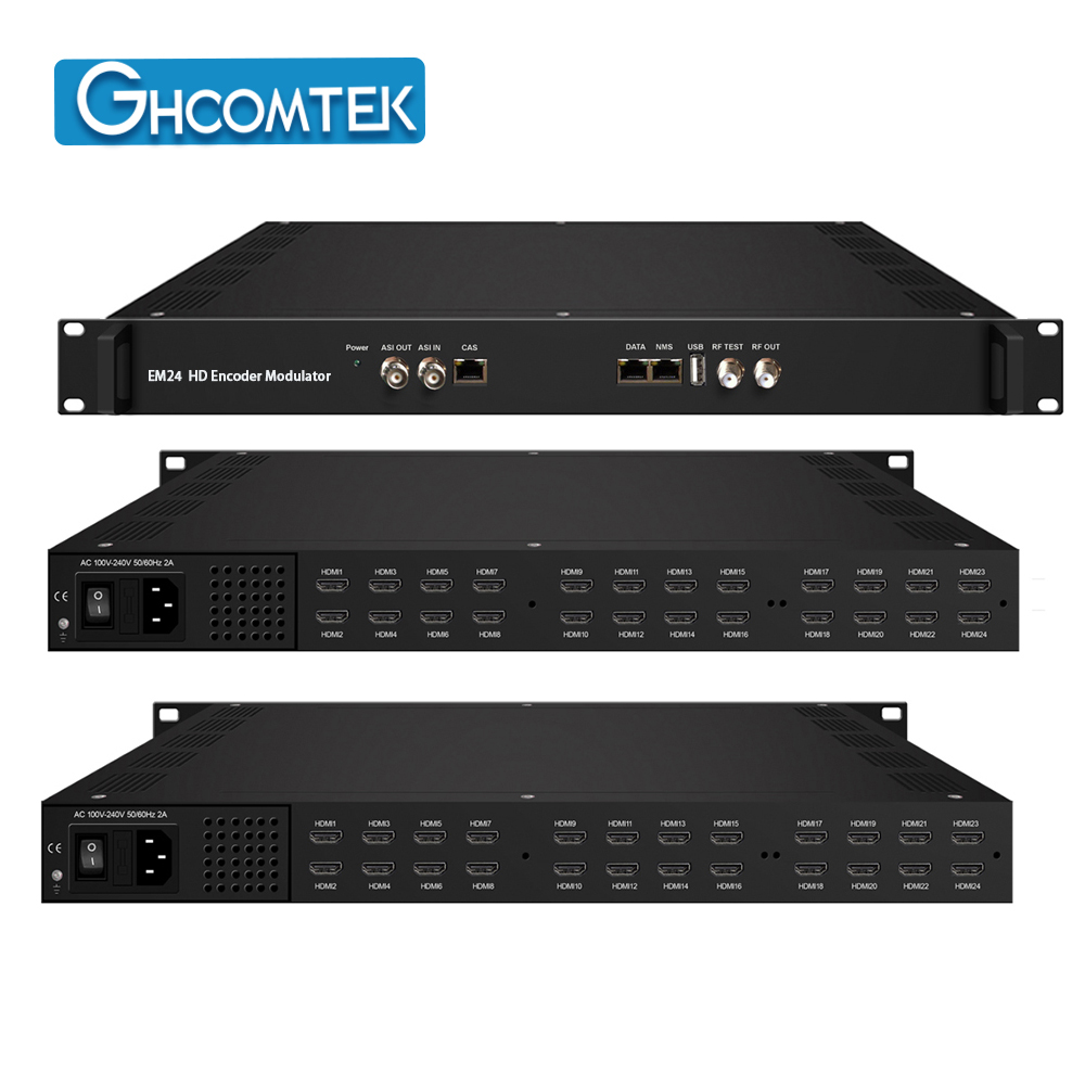 HD Encoder Modulator 24 Port HDMI Input to 8 ATSC Carrie and IP Output   HY-21-EM24D