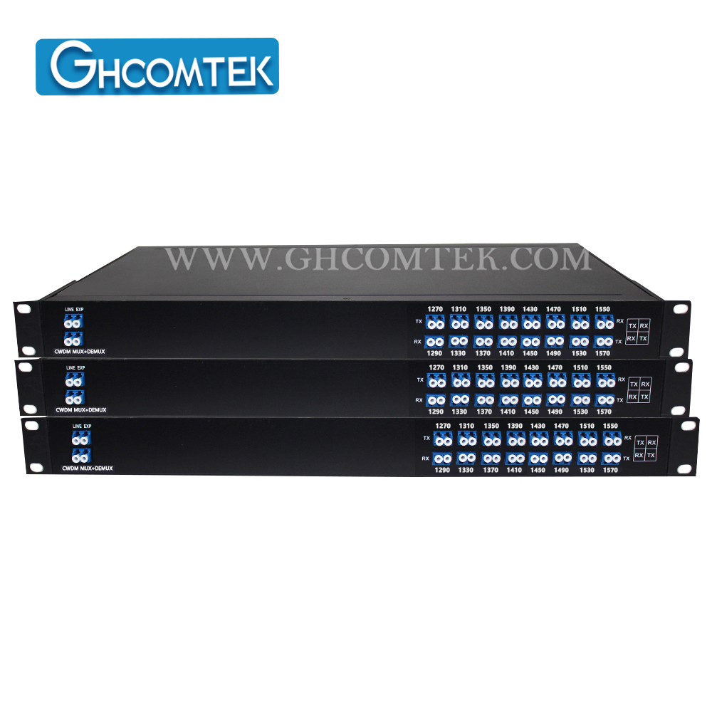 10-16CH CWDM Dual Fiber MUX+DEMUX LC/UPC With EXP Port in 1U 19'' Rack   HY-7-CWDRxx