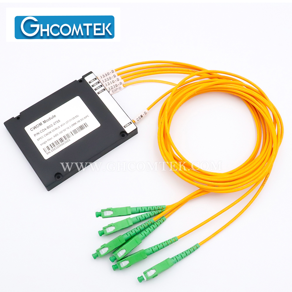 2-4CH Single Fiber CWDM MUX/DEMUX ABS Box Package 2.0mm Cable 1 Meter SC/APC or LC/UPC   HY-7-CWSAxx