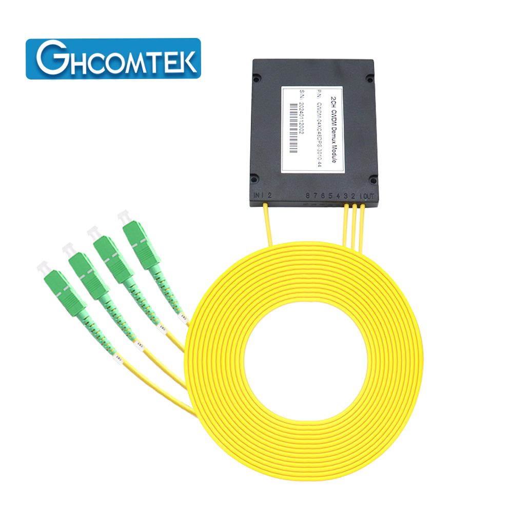 2-4CH Single Fiber CWDM MUX/DEMUX ABS Box Package 2.0mm Cable 1 Meter SC/APC or LC/UPC   HY-7-CWSAxx