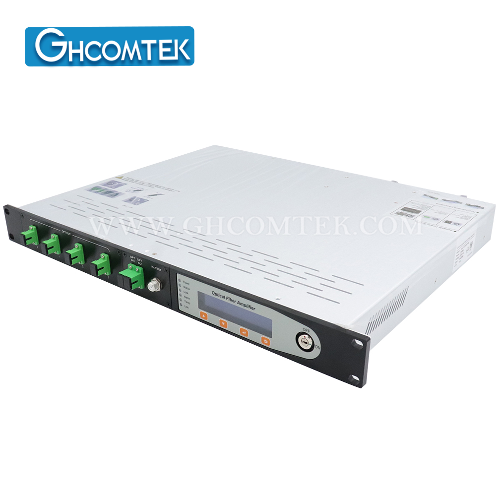 4  Port Out  1550nm CATV Optical Amplifer  SC/APC With Switch 2 Input Dual Power Supply  HY-21-2AM4PxxS