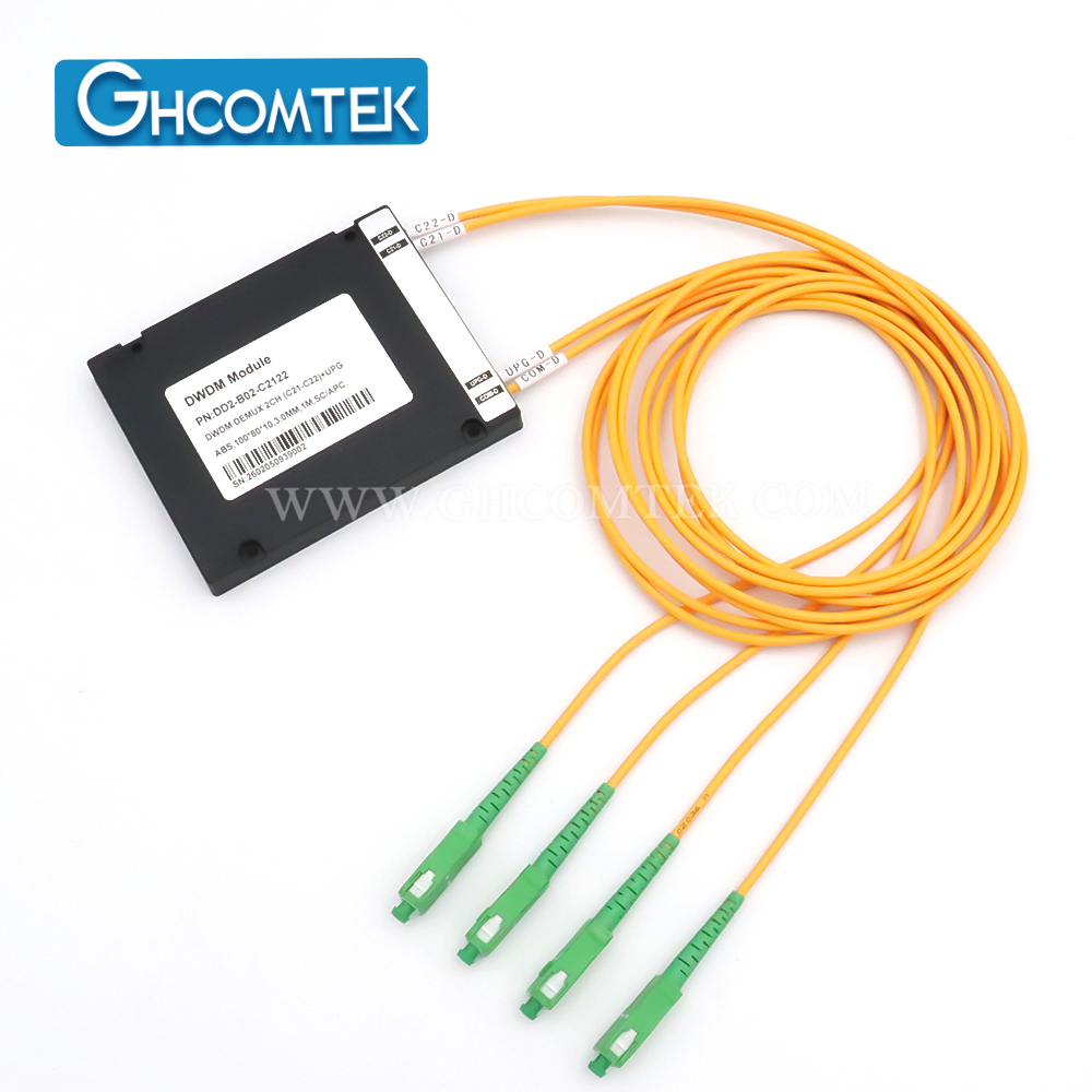 2-4CH Single Fiber 100GHz DWDM Module MUX/DEMUX TX/RX ABS Box Package 2.0mm Cable 1 Meter  HY-7-DWSAxx