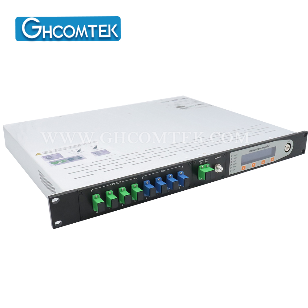 4 Port Out 1550nm CATV Optical Amplifer  WDM SC/APC-SC/UPC  With Switch 2 Input Dual Power Supply  HY-21-2AM4PxxSW