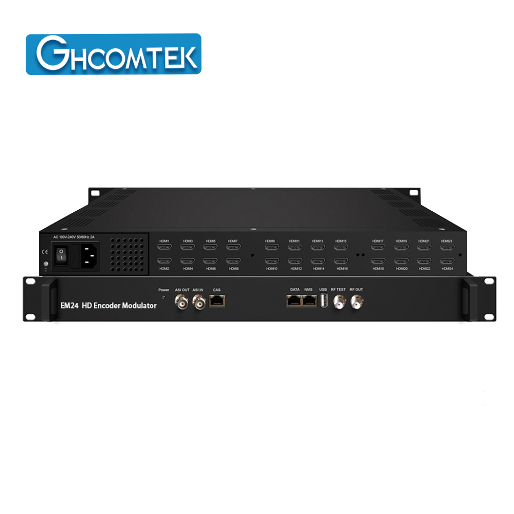 HD Encoder Modulator 24 Port HDMI Input to 12 DVB-C Carriers and IP Output  HY-21-EM24C