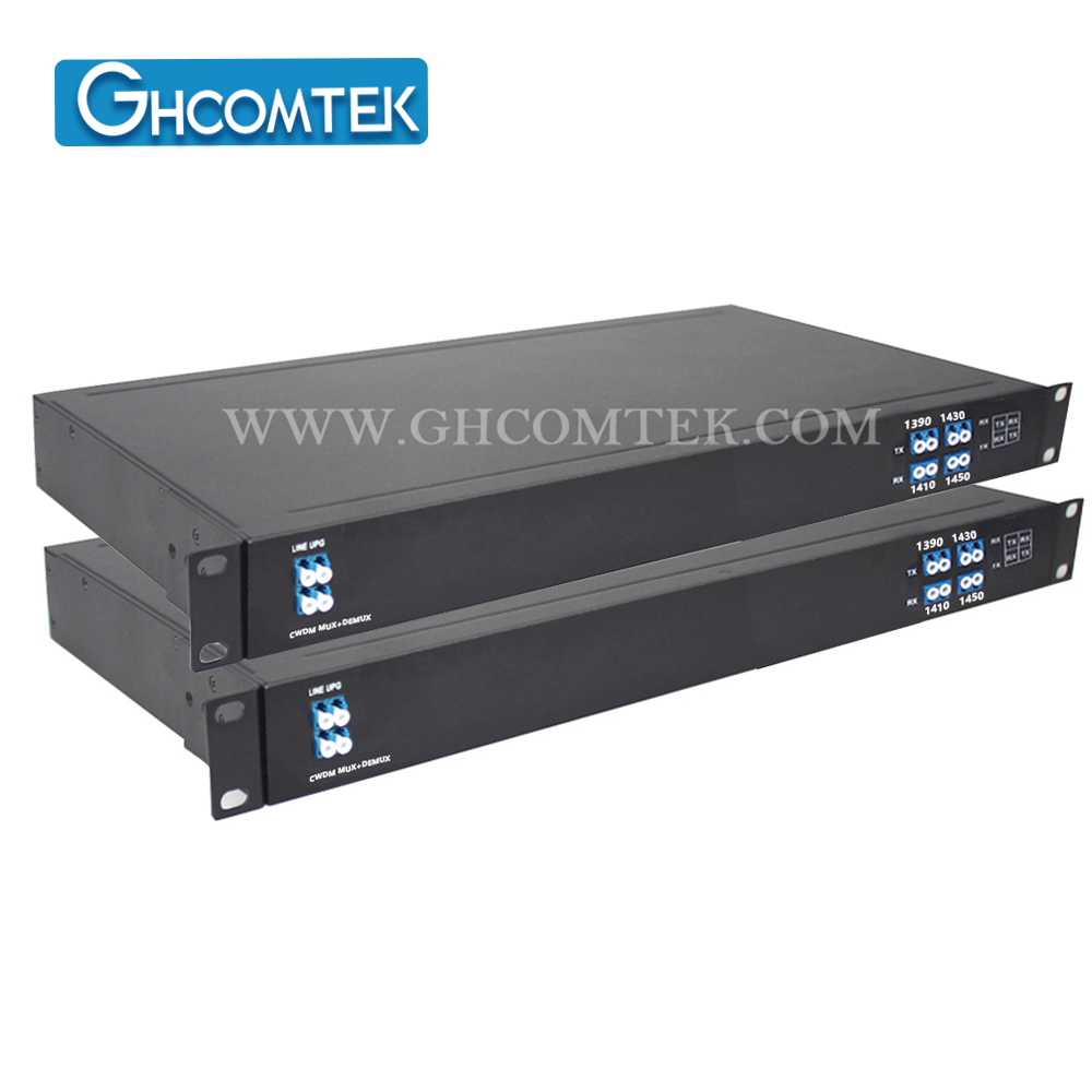 2-4CH CWDM Dual Fiber MUX+DEMUX LC/UPC With EXP Port in 1U 19'' Rack  HY-7-CWDRxx
