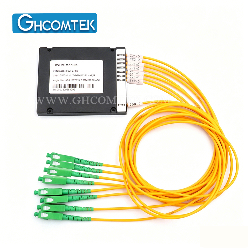 6-8CH Single Fiber 100GHz DWDM Module MUX/DEMUX TX/RX ABS Box Package 2.0mm Cable 1 Meter  HY-7-DWSAxx
